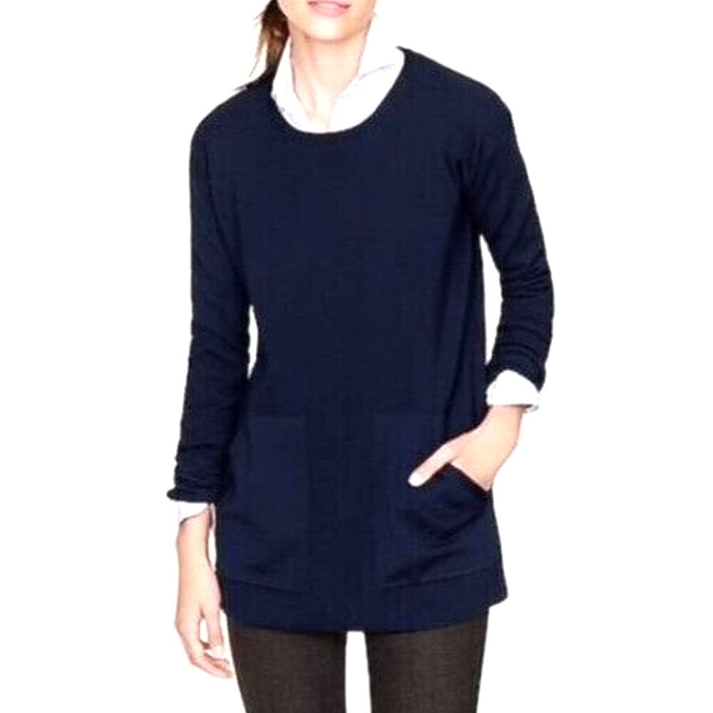 J. Crew Womens Merino Wool Crew Neck Sweater Size XXS Classic Minimalist Pocket